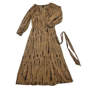 Simply Vera Vera Wang Dress Womens Small Brown‎ Tie Dye Long Sleeve Midi